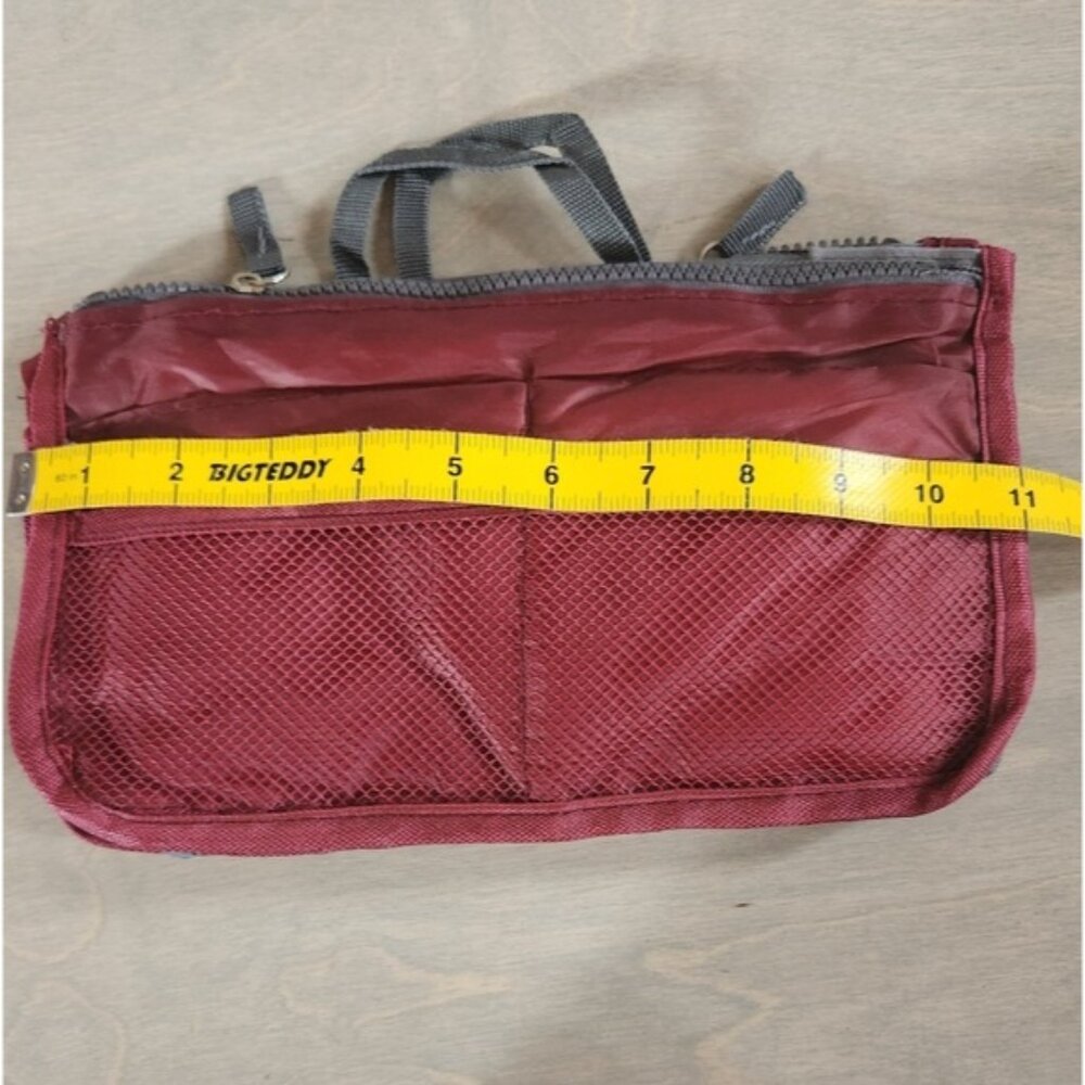 Purse Organizer Travel Bag Maroon Red Wine Essentials Kit - Picture 3 of 4